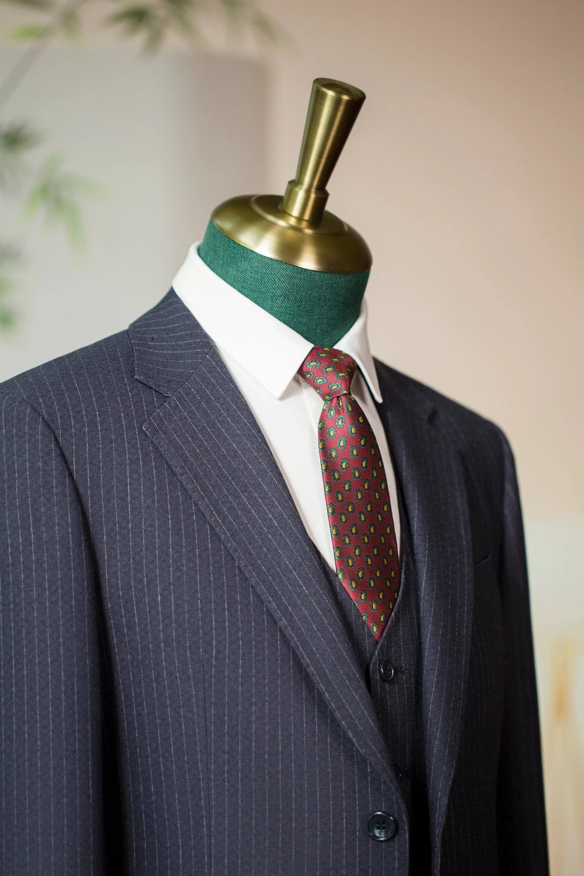 Pinstripe Wool Wedding Suit Three Piece Groom Formal Set (ZD17107)