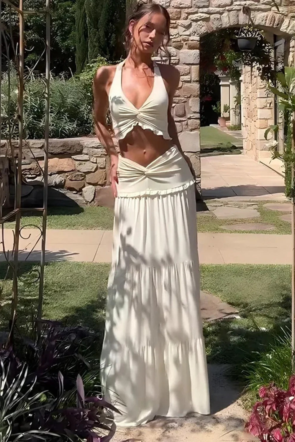 Modern Sleeveless Halter Twist Dress for Modern Fashion Wear