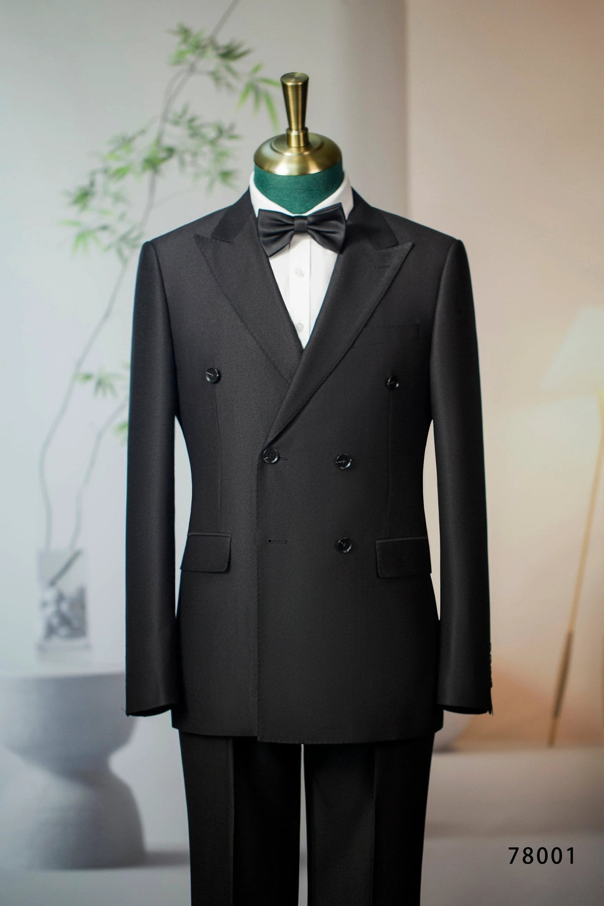 Double-Breasted Black Wool Tuxedo | Classic Tailored Formal Groom Suit by 男装