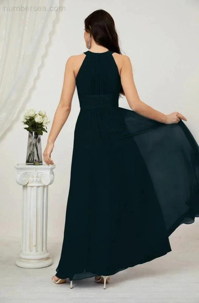 ZapDress Formal Party Gown Dress Chiffon Halter Long Sleeveless Bridesmaid Dresses 2802 (ZD16960)