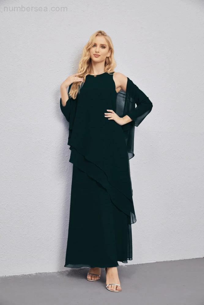 Mother of Bride Dresses with Open Front Lightweight Cardigan Formal Prom Gown 28081 (ZD16990)