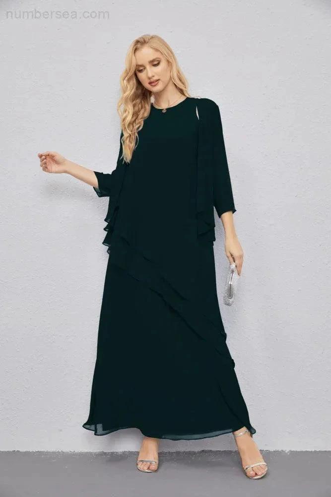 Mother of Bride Dresses with Open Front Lightweight Cardigan Formal Prom Gown 28081 (ZD16990)