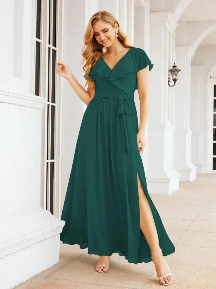Bridesmaid Dresses with Flutter Sleeves Formal Evening Party Prom Gowns 28044 by numbersea