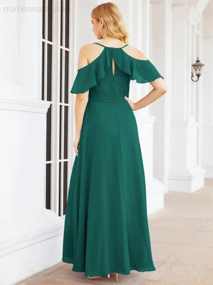 ZapDress Cold Shoulder Long Bridesmaid Dresses Side Slit Formal Prom Gowns Party Wedding 28070 (ZD16993)