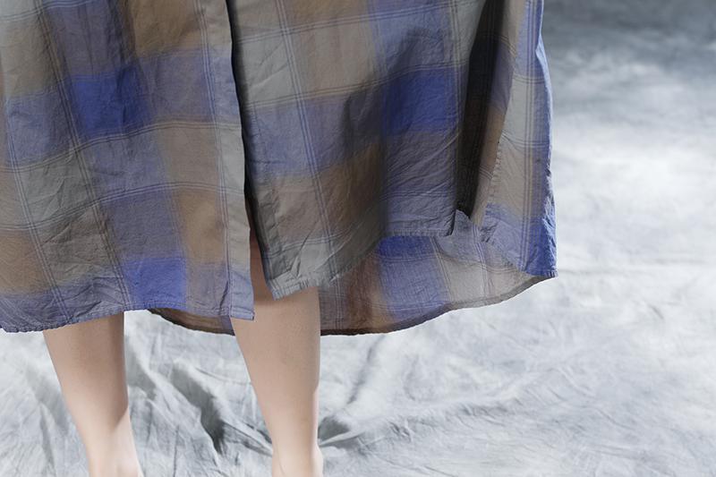 Plaid Casual Pockets Summer Half Sleeve Dress