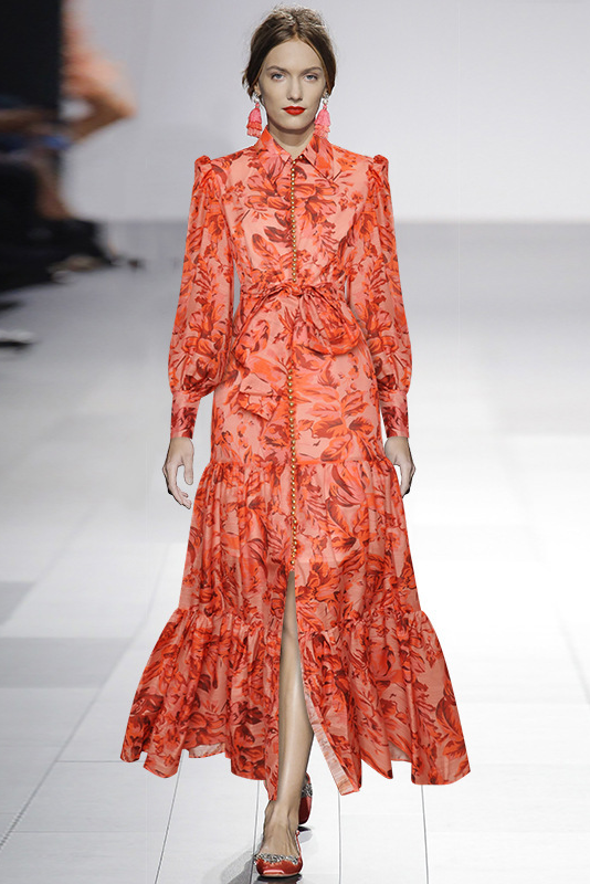 Silvia Boutique Maxi Dress with Balloon Sleeves and Print Elevated Occasion Wear