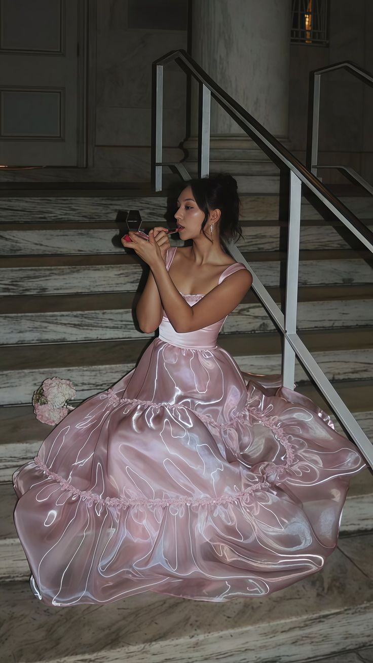 Stylish A Line Spaghetti Straps Pink Long Prom Dress with Lace