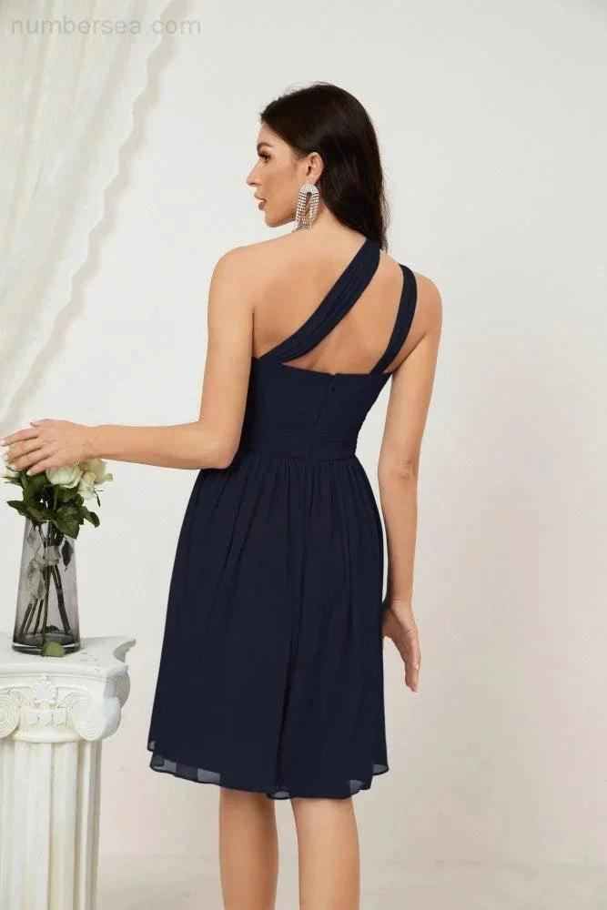 ZapDress Women Chiffon Short One Shoulder Bridesmaid Dress Formal Dresses for Party Homecoming 2804 (ZD16948)
