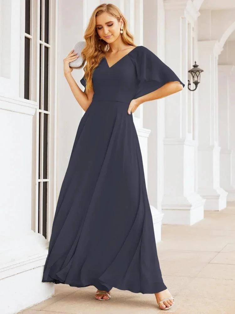 Numbersea Bridesmaid Dresses for Wedding Formal Evening Party Prom Gown with Cape 28050 by numbersea