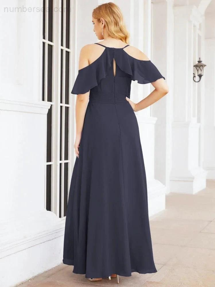 ZapDress Cold Shoulder Long Bridesmaid Dresses Side Slit Formal Prom Gowns Party Wedding 28070 (ZD16993)