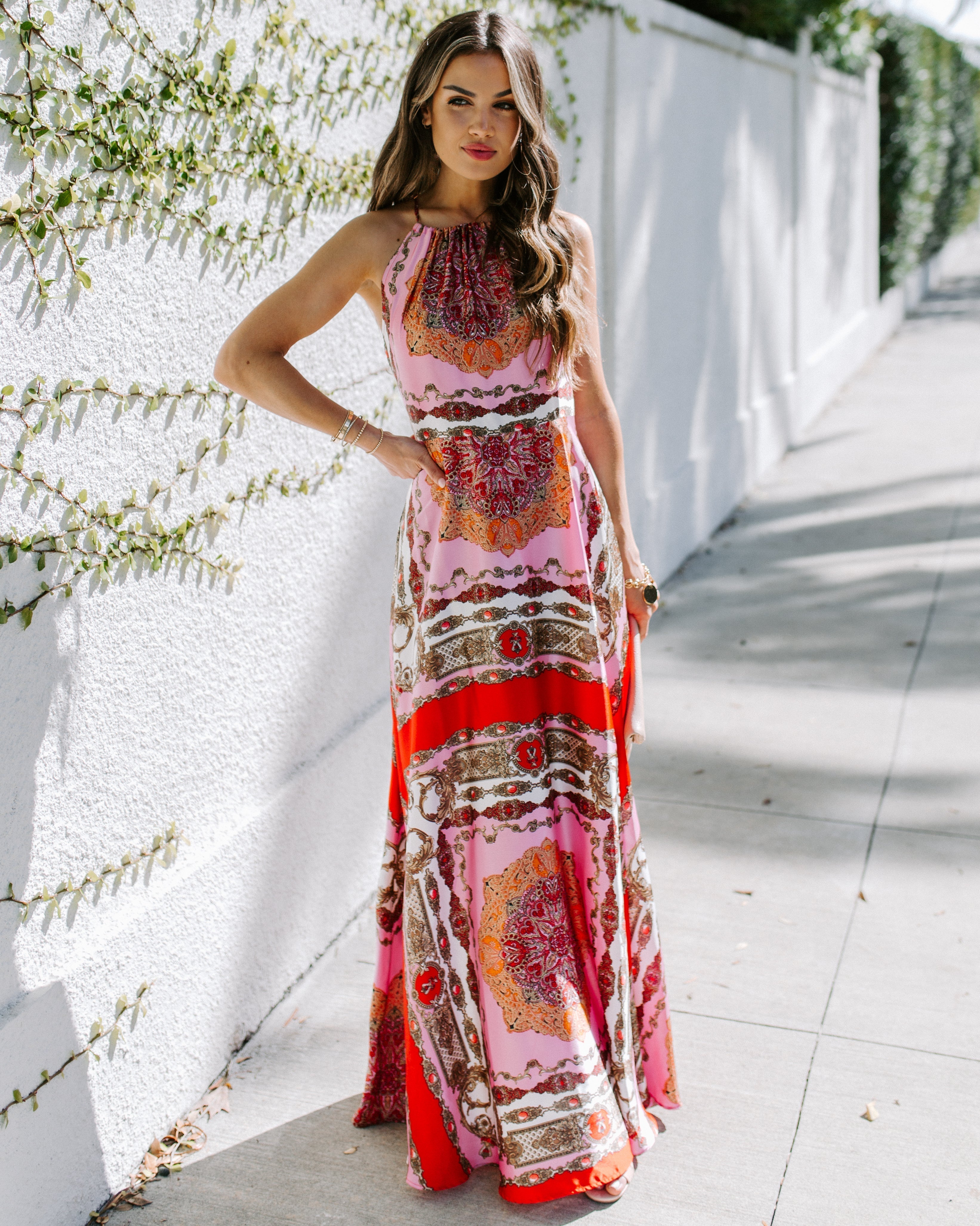 PREORDER Reina Printed Halter Maxi Dress