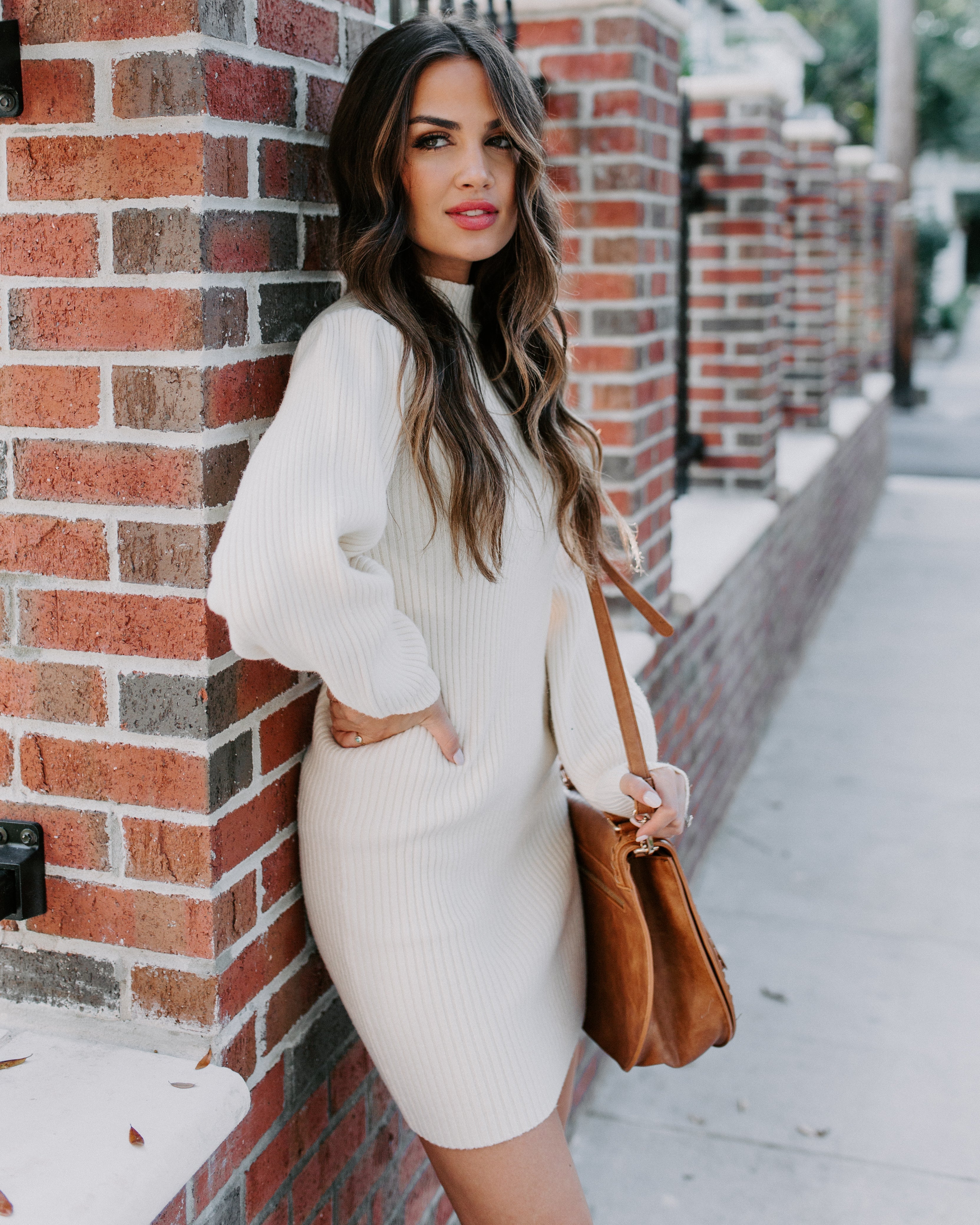 December To Remember Mock Neck Sweater Dress Ivory