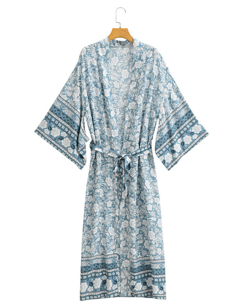 Gorgeous Bohemian long Kimono, Women Long Floral Kimono Dress Bohemian Beach Kimono