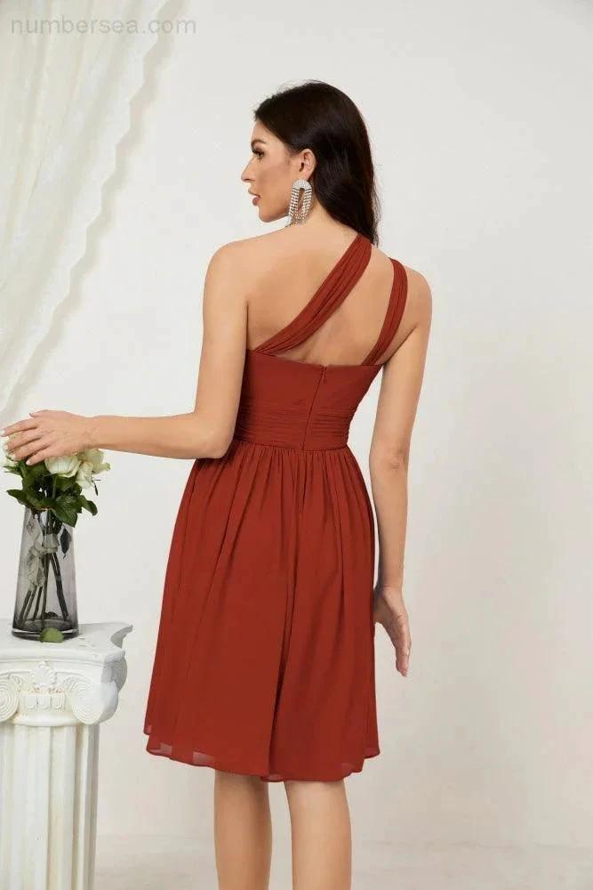 ZapDress Women Chiffon Short One Shoulder Bridesmaid Dress Formal Dresses for Party Homecoming 2804 (ZD16948)
