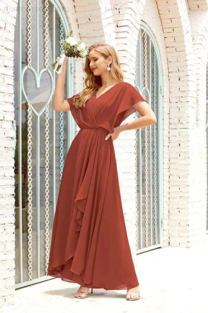 Zapdress Mother of The Bride Dresses Plus Size V-Neck Floor Length Formal Prom Dress for Wedding Guest 28020 (ZD17058)