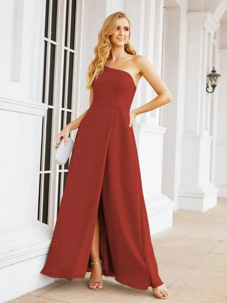 Numbersea Women's One Shoulder Formal Prom Gowns for Mother of The Bride Side Slit Bridesmaid Dresses 28052 by numbersea