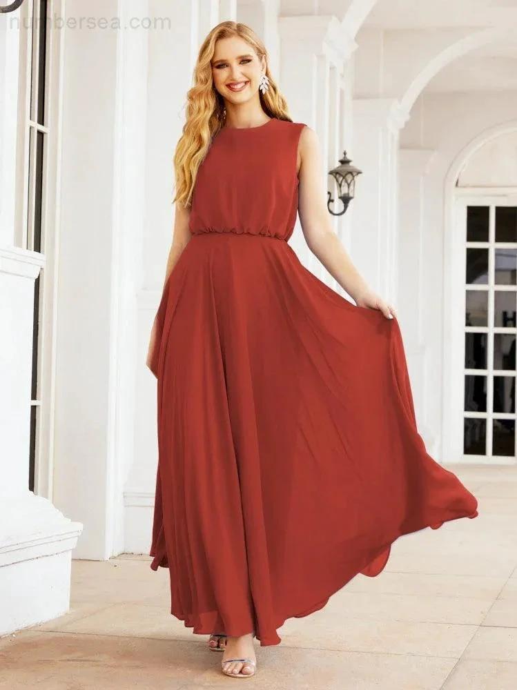ZapDress Sleeveless Long Bridesmaid Dress A line Formal Evening Prom Gown 28025 (ZD17053)