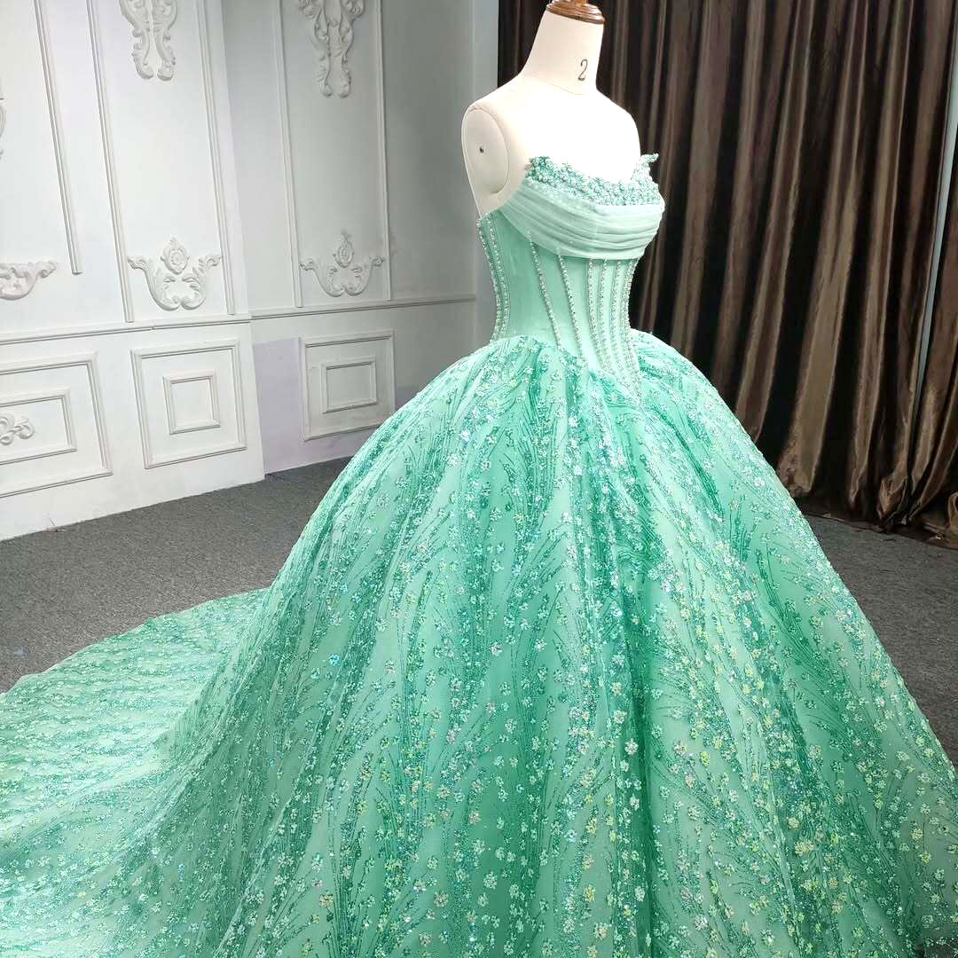 Charming A Line Strapless Light Green Quinceanera Dress with Beading Appliques