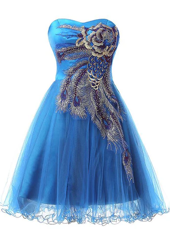 Vintage Blue Tulle Satin Short Party Dress A Line Homecoming Dress - VelvetHem