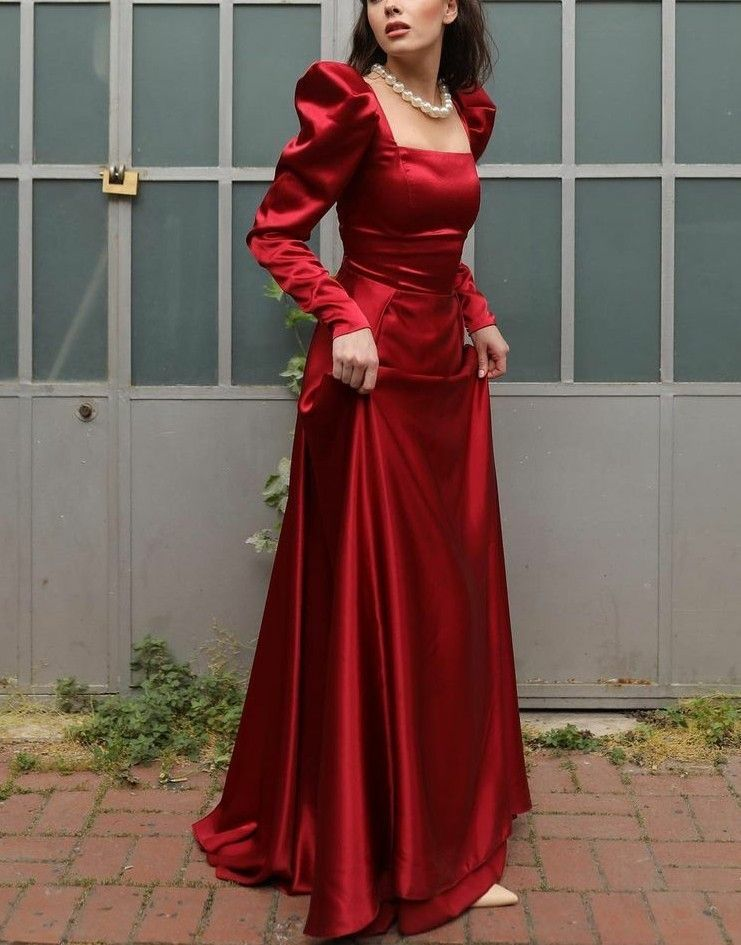 Elegant Formal Burgundy Evening Dress with Long Sleeves Y4727 - VelvetHem