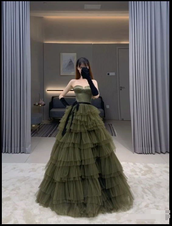 A-line Tulle Layered Long Prom Dress Corest Chic Formal Evening Dress - VelvetHem