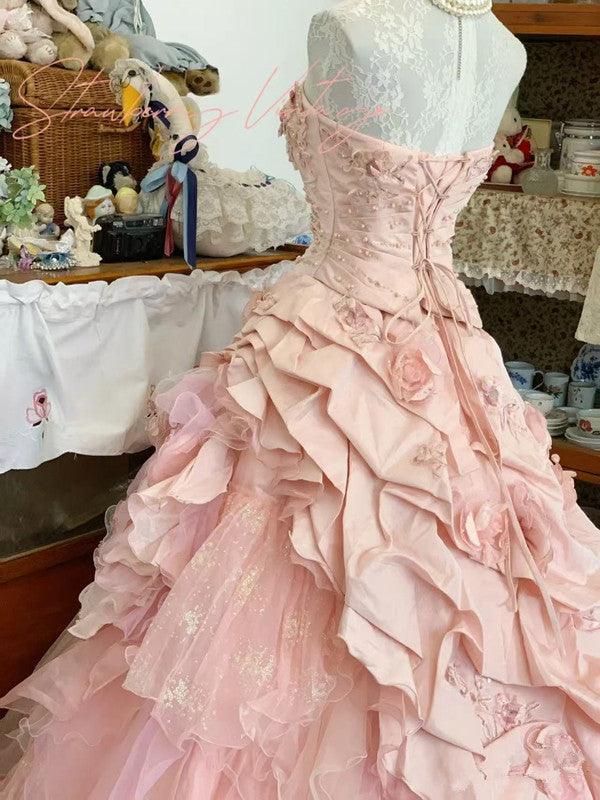 Pink A Line Princess Quinceanera Dress Ball Gown Sweet 16 Dresses fg7178 - View 4 | VelvetHem