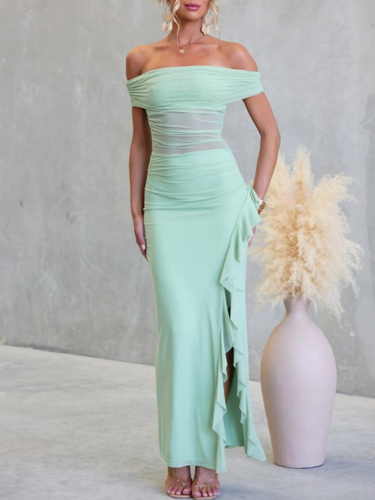 Slit Sheer Bodycon Maxi Dress
