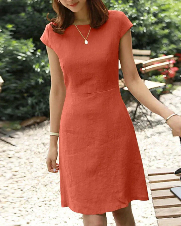 Natividad Exclusive Plain Cotton and Linen Dress Chic Silhouette Collection