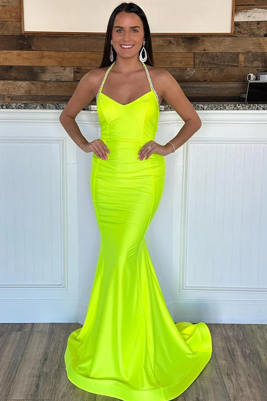 Sexy Royal Blue Mermaid Open Back Long Satin Prom Dress
