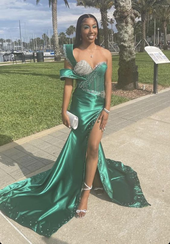 Unique Green Mermaid Evening Dress,Green African Dress - View 2 | VelvetHem