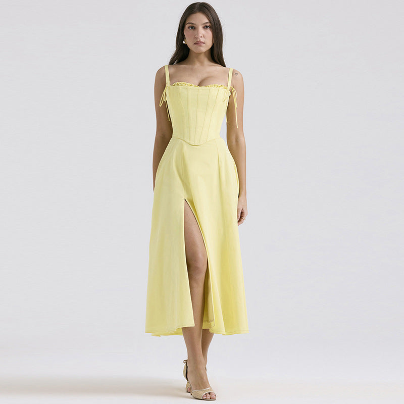 Sunflower Slit Dress Yellow