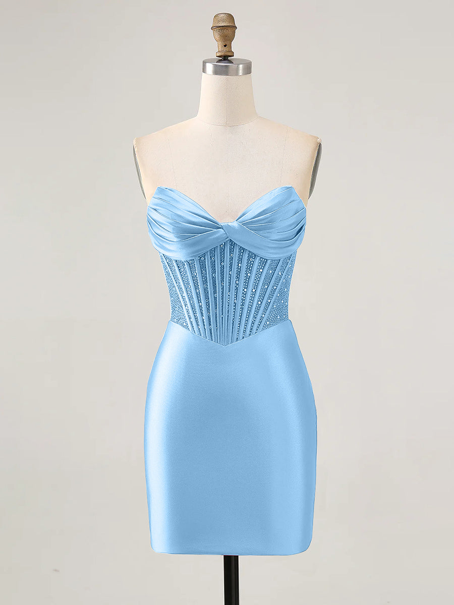 Strapless Bodycon Beaded Corset Homecoming Dress - VelvetHem