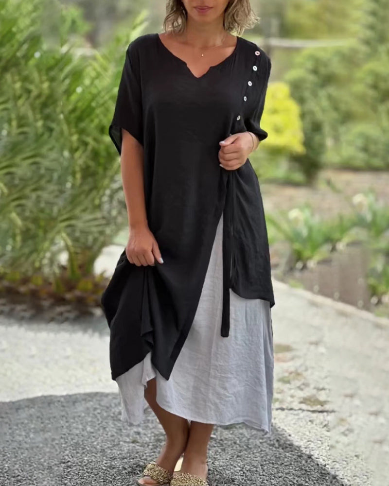 Narges Asymmetrical Dress with Short Sleeves for Women Stylish Outfit