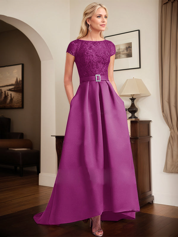 Orchid Lace Elegant A-Line Mother Of The Bride Dresses With Beading Satin - VelvetHem