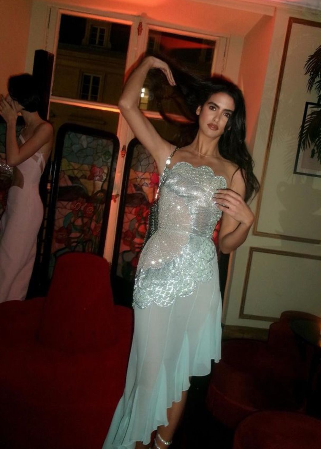 Elegant Mermaid Strapless Chiffon Light Blue Prom Dress Formal Evening Dress - View 4 | VelvetHem