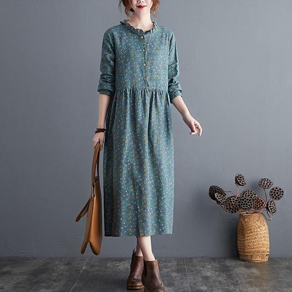 Women Cotton Linen Casual Long Ladies Elegant A-line Dresses