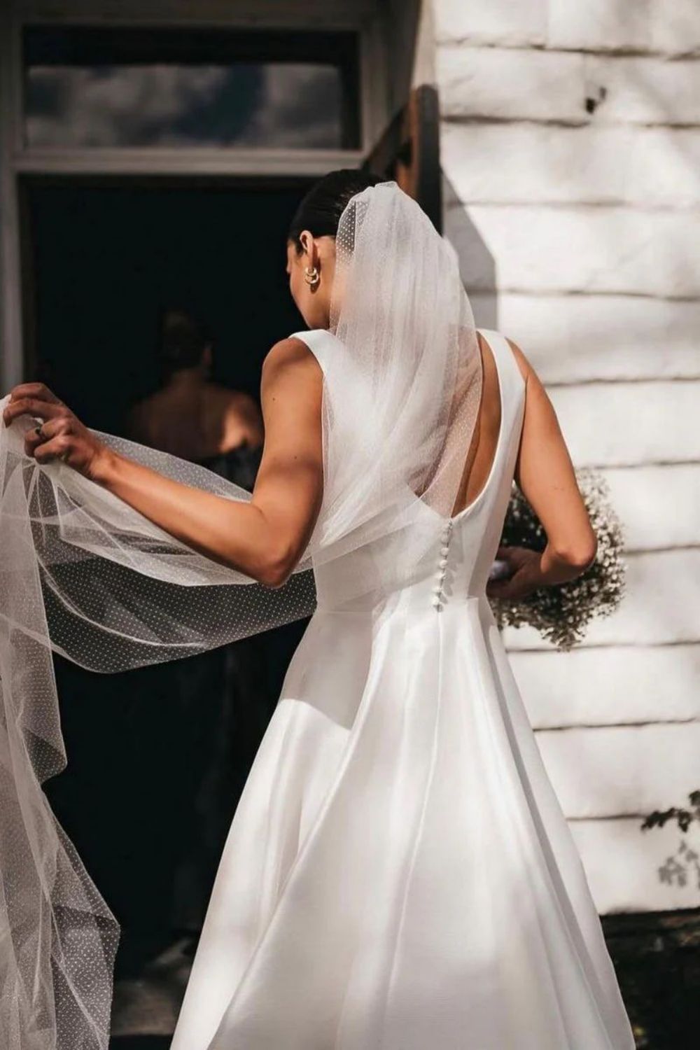Classic Sheath Spaghetti Straps White Long Bridesmaid Dress with Split Front - VelvetHem