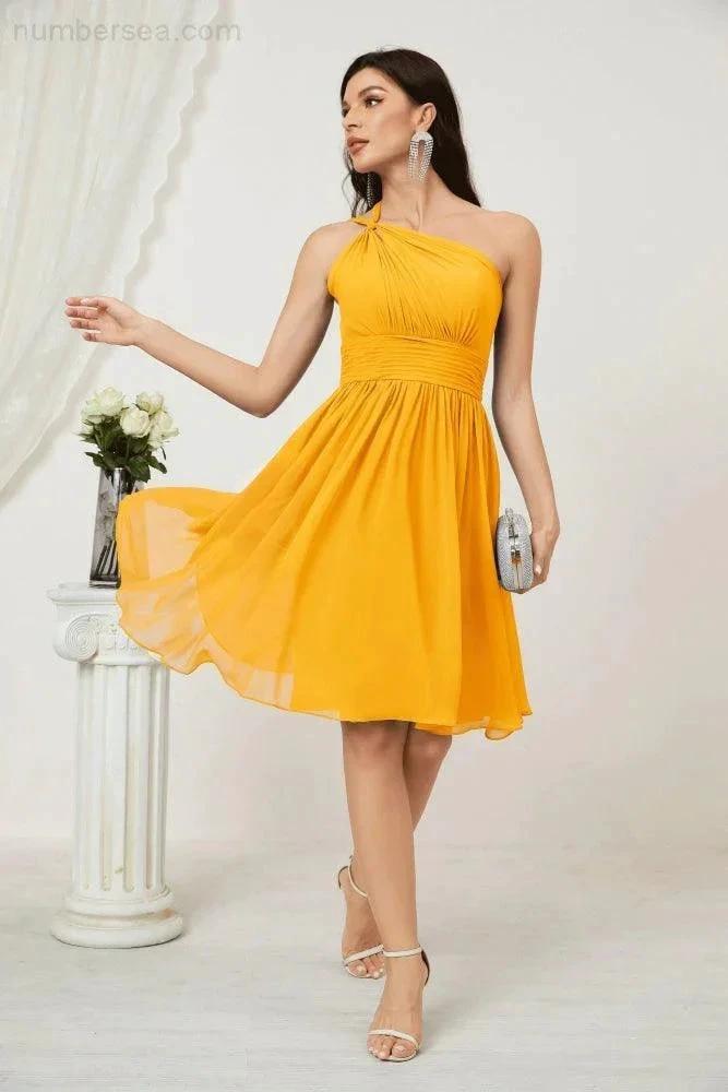 ZapDress Women Chiffon Short One Shoulder Bridesmaid Dress Formal Dresses for Party Homecoming 2804 (ZD16948)
