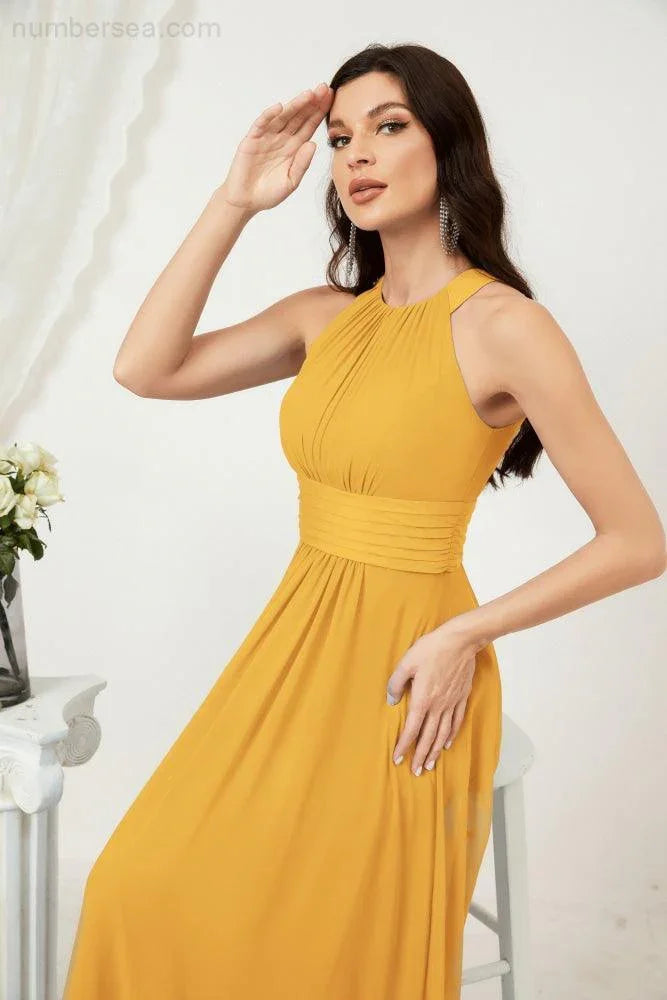 ZapDress Formal Party Gown Dress Chiffon Halter Long Sleeveless Bridesmaid Dresses 2802 (ZD16960)