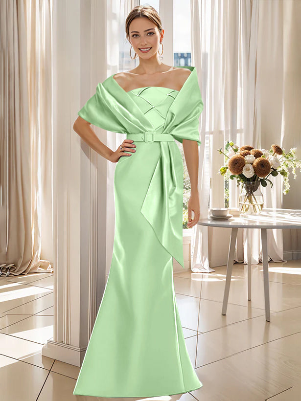 2 Piece Long Trumpet Dress for Mother of the Bride & Groom with Wrap