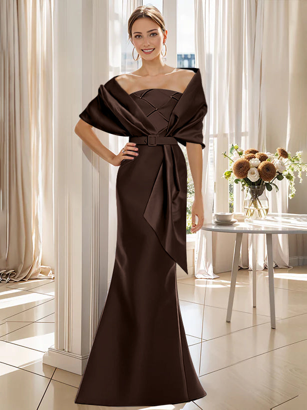 2 Piece Long Trumpet Dress for Mother of the Bride & Groom with Wrap
