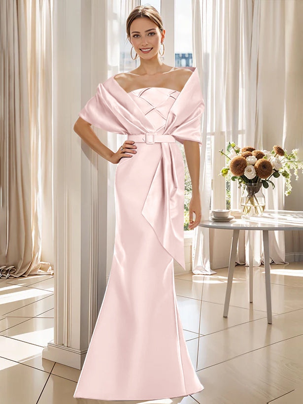 2 Piece Long Trumpet Dress for Mother of the Bride & Groom with Wrap
