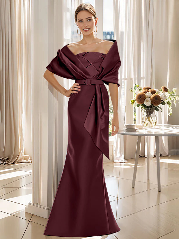 2 Piece Long Trumpet Dress for Mother of the Bride & Groom with Wrap