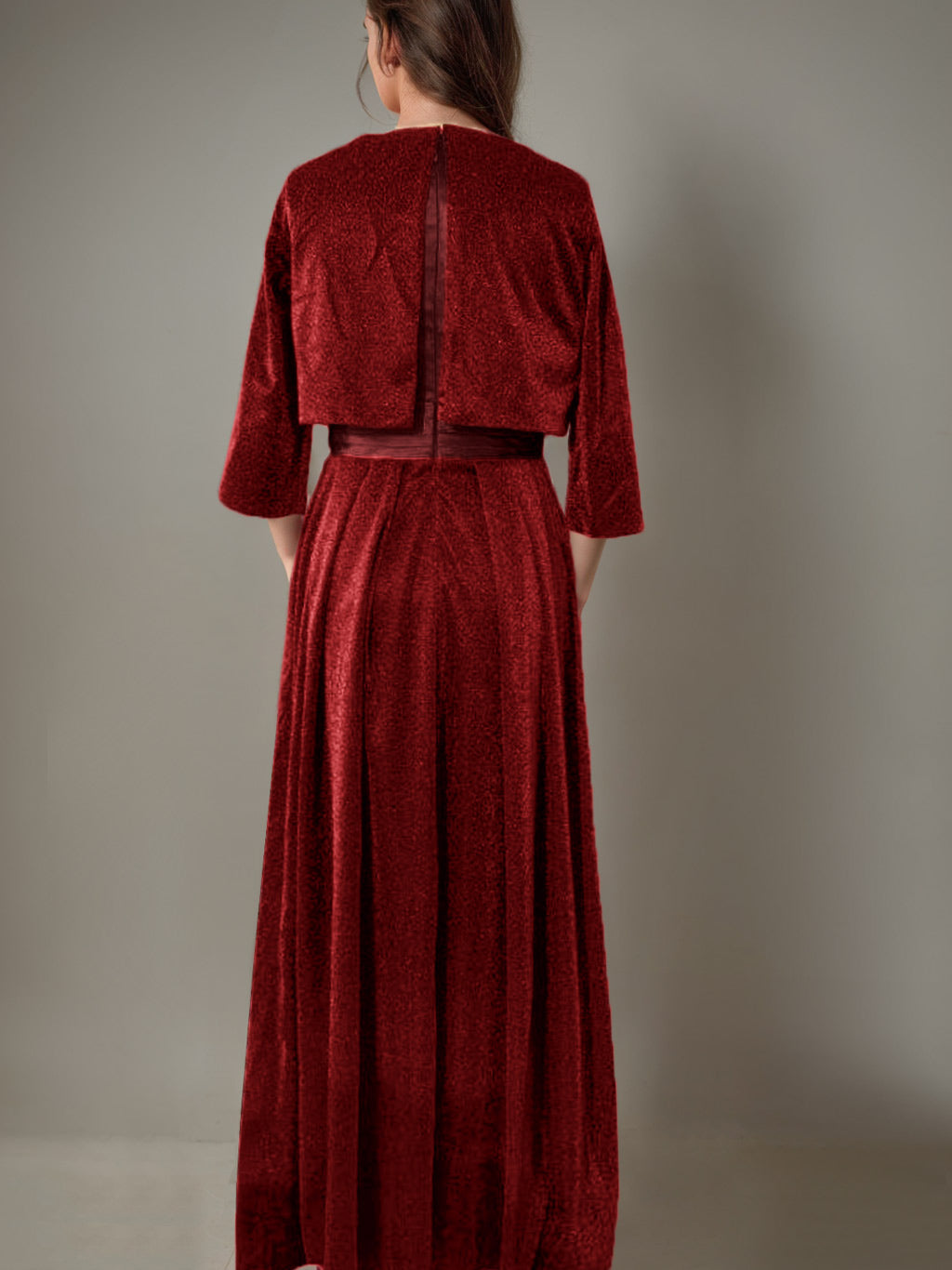 2 Piece Long Sleeve Mother of the Bride Pantsuit with Sash and Sequins