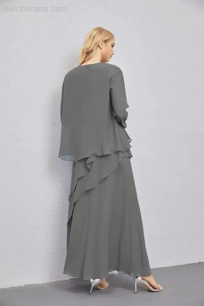 Mother of Bride Dresses with Open Front Lightweight Cardigan Formal Prom Gown 28081 (ZD16990)
