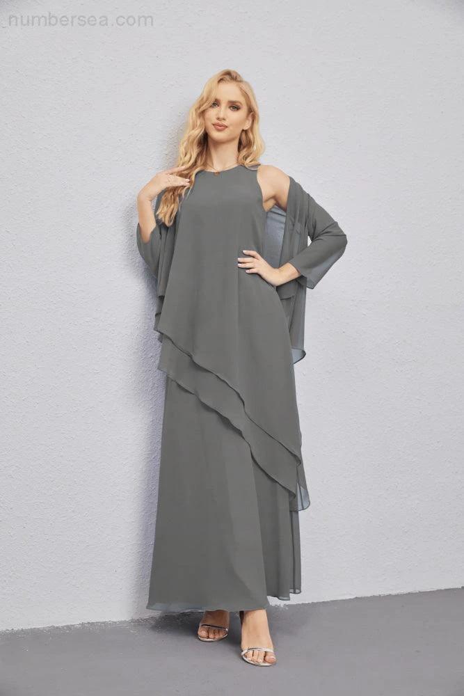 Mother of Bride Dresses with Open Front Lightweight Cardigan Formal Prom Gown 28081 (ZD16990)