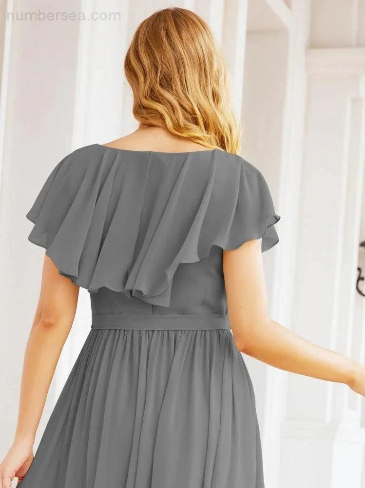 Bridesmaid Dresses with Flutter Sleeves Formal Evening Party Prom Gowns 28044 (ZD17033)