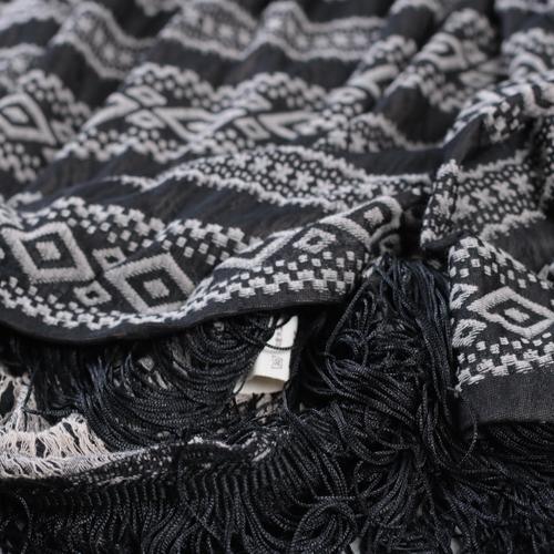Tasseled linen dresses print linen maxi dress oversize caftans
