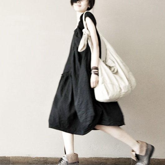 black cotton sundress plus size fit flare summer dress casual