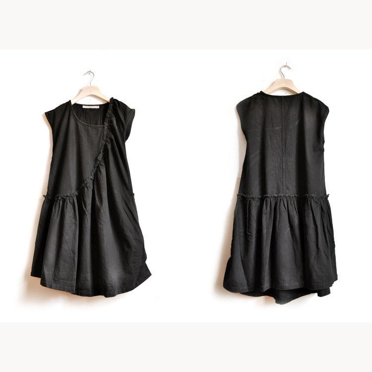 black cotton sundress plus size fit flare summer dress casual